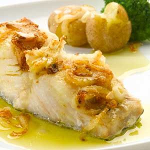 Receita Bacalhau Light com Cebolas Carameladas