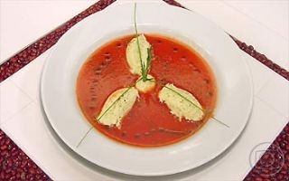 Receita Sopa de Tomate com Canelle de Bacalhau